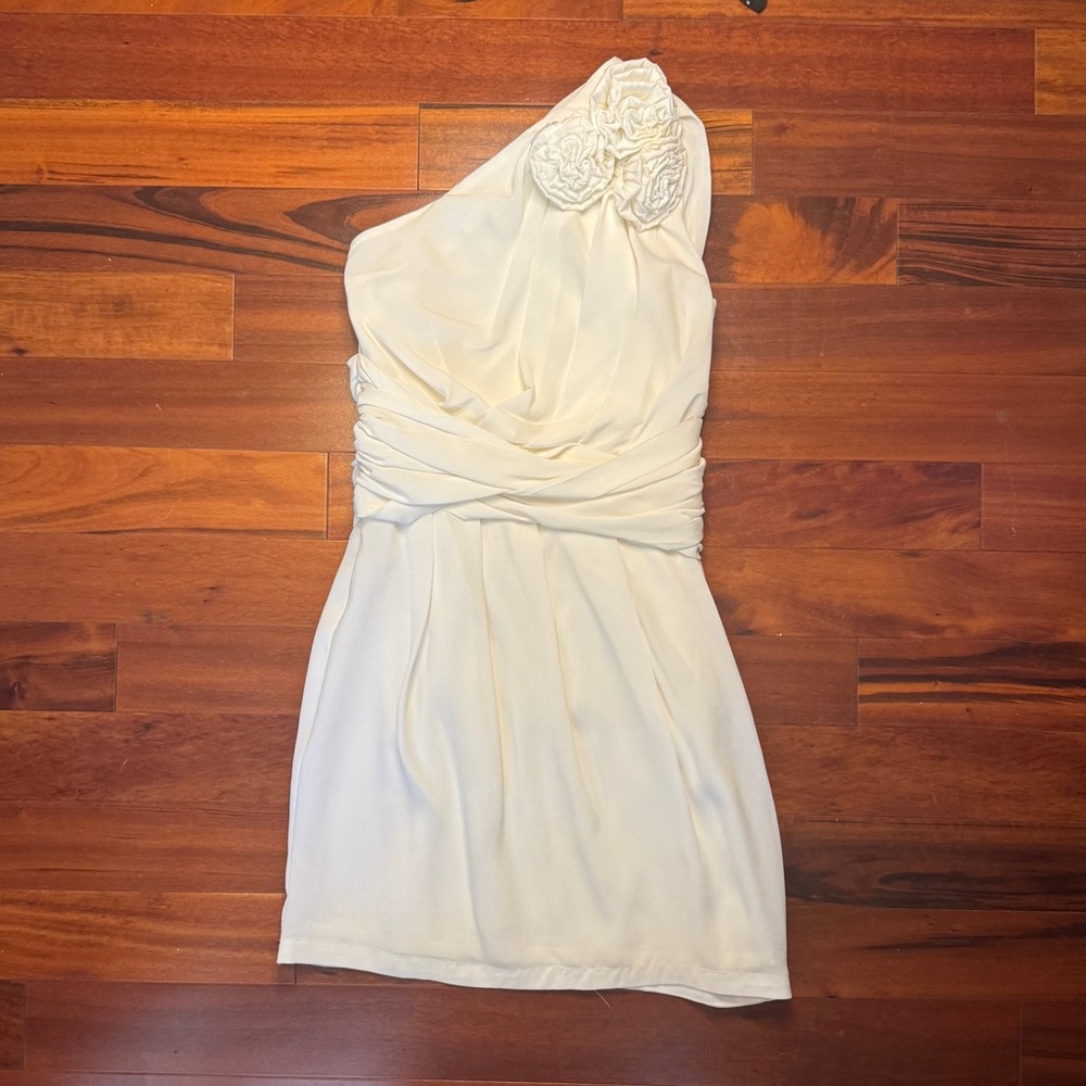 MM Couture One Shoulder White Mini Dress